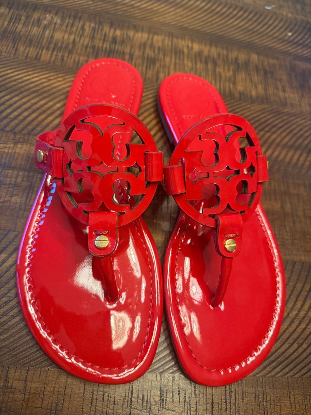 Red Tory Burch Miller Thong Sandals